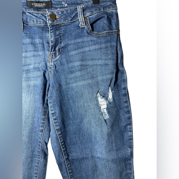 Liverpool Jeans Company Womens Distressed Mid-Rise Skinny Jeans Blue Size 6 / 28 - Picture 3 of 11